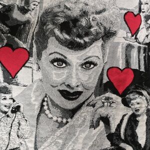 I Love Lucy Graphic Throw Blanket with Red Heart Accents Blanket 52" X 60"